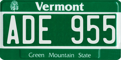VT license plate ADE955