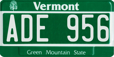 VT license plate ADE956