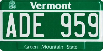 VT license plate ADE959