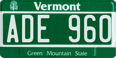 VT license plate ADE960