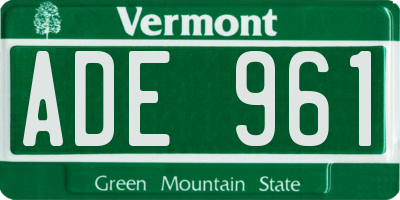 VT license plate ADE961