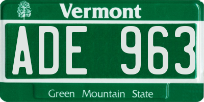 VT license plate ADE963
