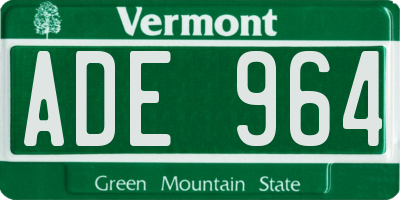 VT license plate ADE964
