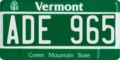 VT license plate ADE965