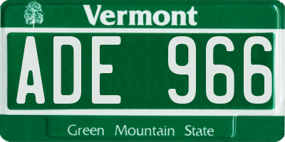 VT license plate ADE966