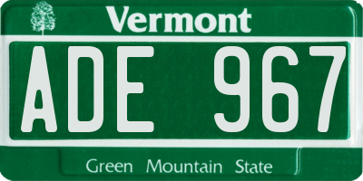 VT license plate ADE967