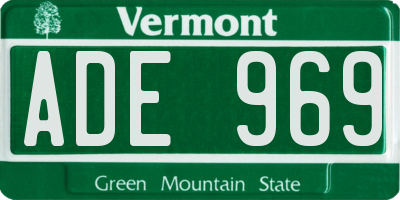 VT license plate ADE969