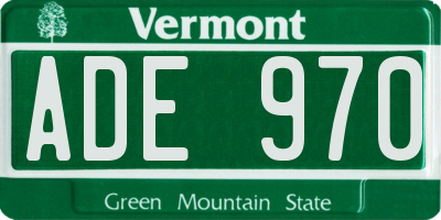 VT license plate ADE970