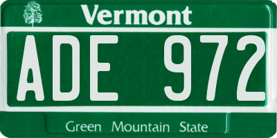 VT license plate ADE972