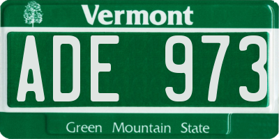 VT license plate ADE973