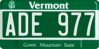 VT license plate ADE977