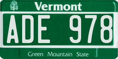VT license plate ADE978