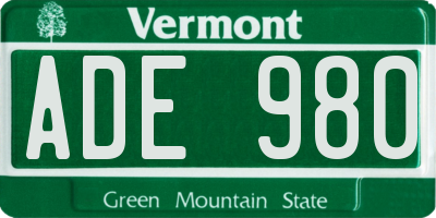 VT license plate ADE980