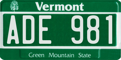 VT license plate ADE981