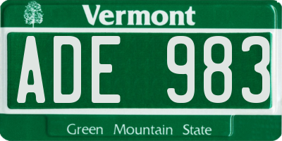 VT license plate ADE983