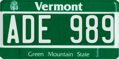 VT license plate ADE989