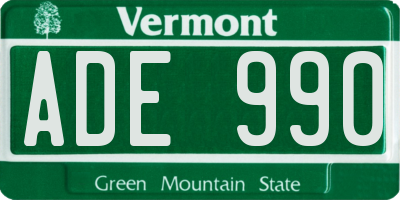 VT license plate ADE990