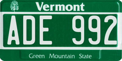 VT license plate ADE992