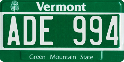 VT license plate ADE994