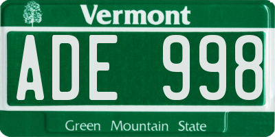 VT license plate ADE998