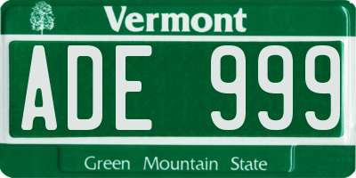VT license plate ADE999