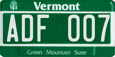 VT license plate ADF007