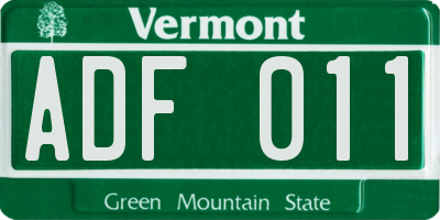 VT license plate ADF011