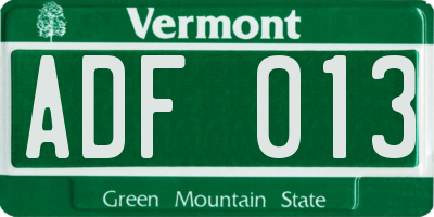 VT license plate ADF013