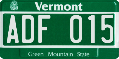 VT license plate ADF015