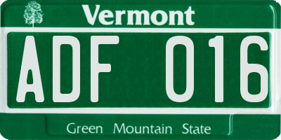 VT license plate ADF016