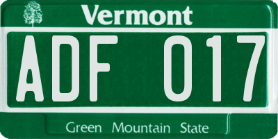 VT license plate ADF017