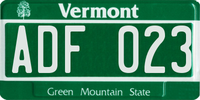 VT license plate ADF023