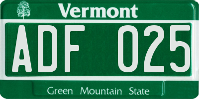 VT license plate ADF025