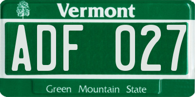 VT license plate ADF027