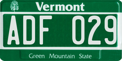 VT license plate ADF029
