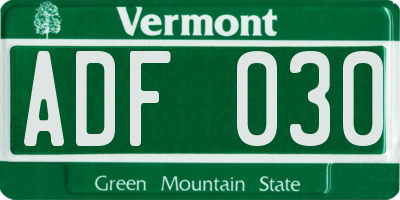 VT license plate ADF030