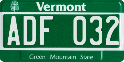 VT license plate ADF032
