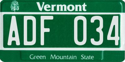 VT license plate ADF034