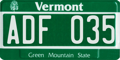 VT license plate ADF035