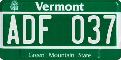 VT license plate ADF037