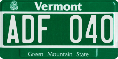 VT license plate ADF040