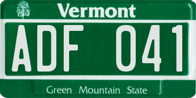 VT license plate ADF041