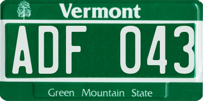VT license plate ADF043