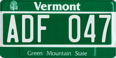 VT license plate ADF047