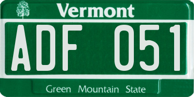 VT license plate ADF051