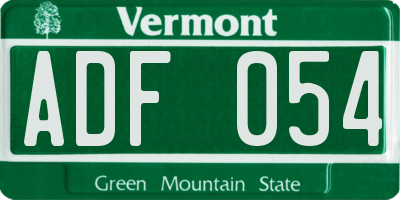 VT license plate ADF054