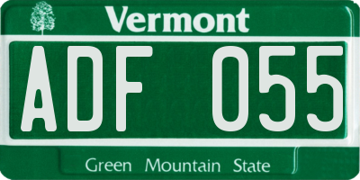 VT license plate ADF055