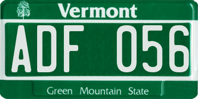VT license plate ADF056