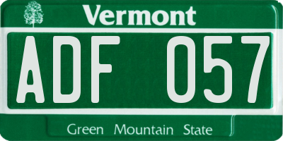 VT license plate ADF057