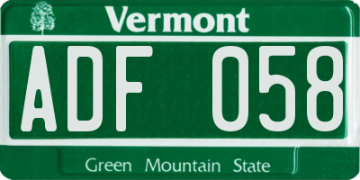 VT license plate ADF058